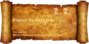 Kapsa Krisztina névjegykártya